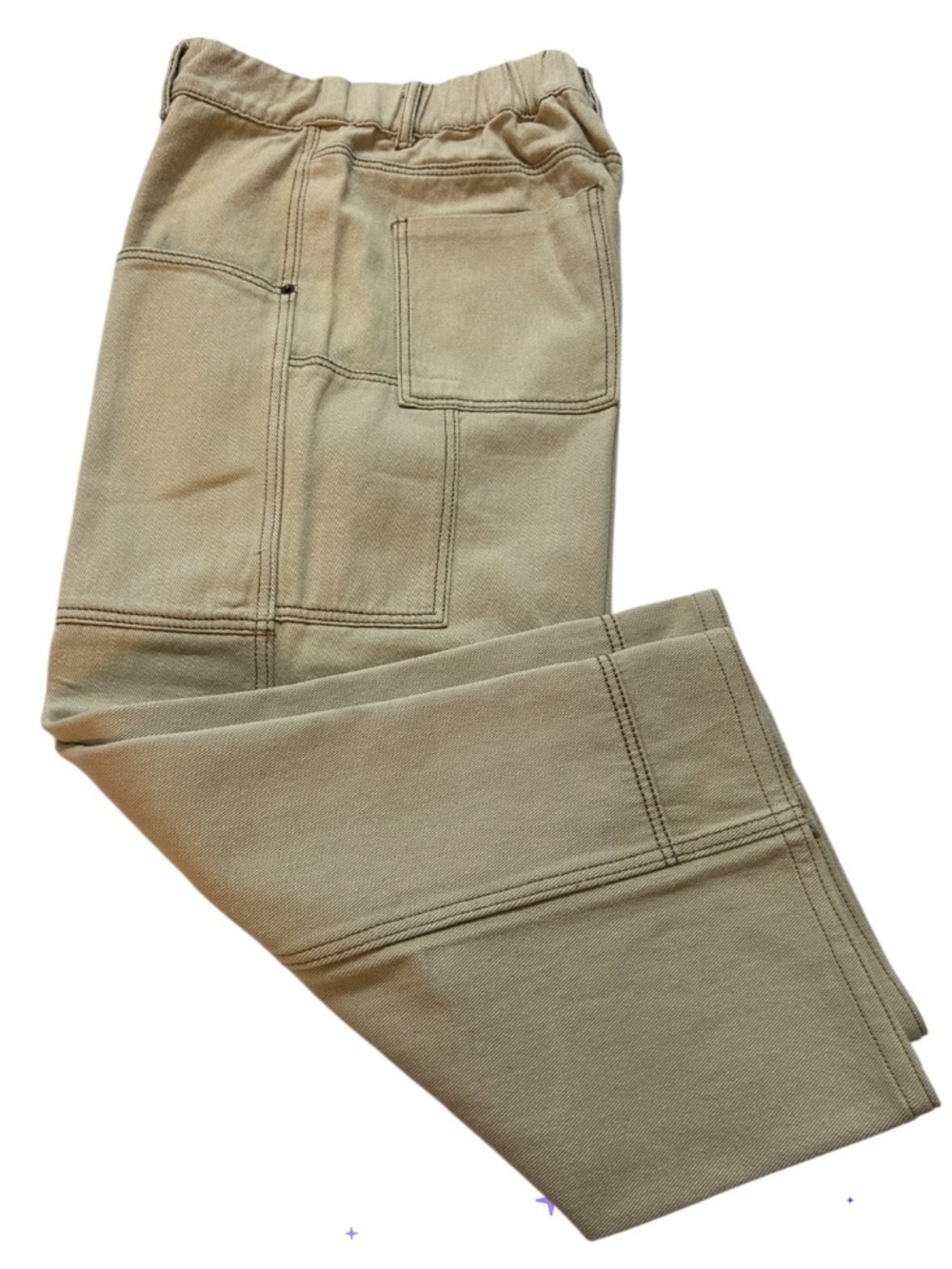 Bobbles & Lace Women’s Wide Leg Utility Pants in Beige